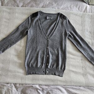Gray V-Neck Cardigan Sweater